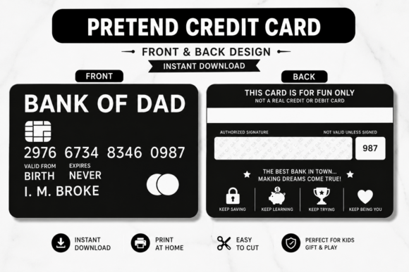 Bank of Dad Funny Credit Card Graphics for Creative Projects