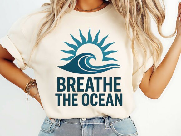 Breathe the Ocean Summer T-Shirt Graphic Design