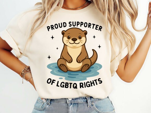 Cute Otter LGBTQ Pride Support T-Shirt Graphics Freebie