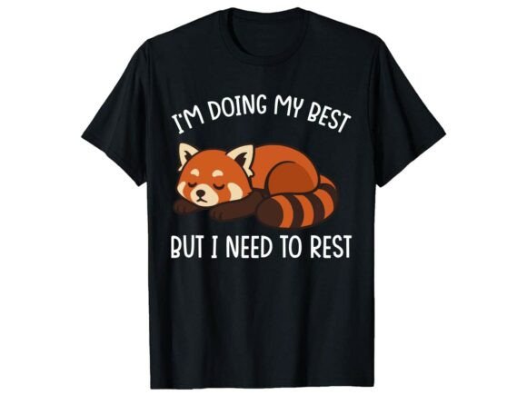 Cute Red Panda Resting Funny T-Shirt Design Review