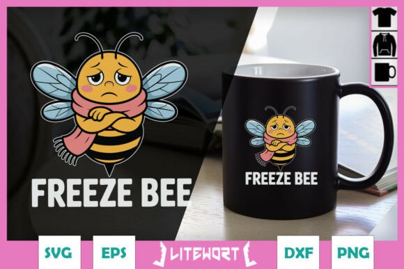 Freeze Bee Funny Bug Puns Graphics for Local Business Branding