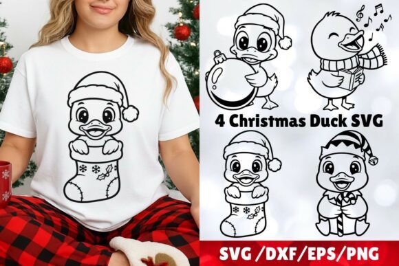 Fun Christmas Duck Graphic for Crafts and Web Design