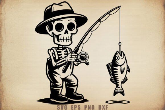 Funny Skeleton Fisherman SVG – A Playful Graphic for Crafts and Web Design