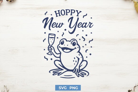 Hoppy New Year SVG PNG Funny Xmas Frog Review