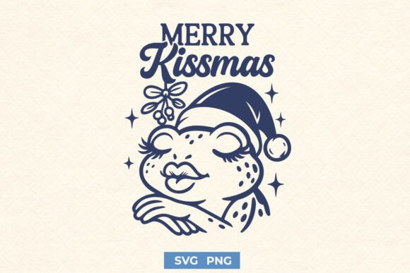 Merry Kissmas SVG PNG Funny Frog Xmas Graphics for Crafts