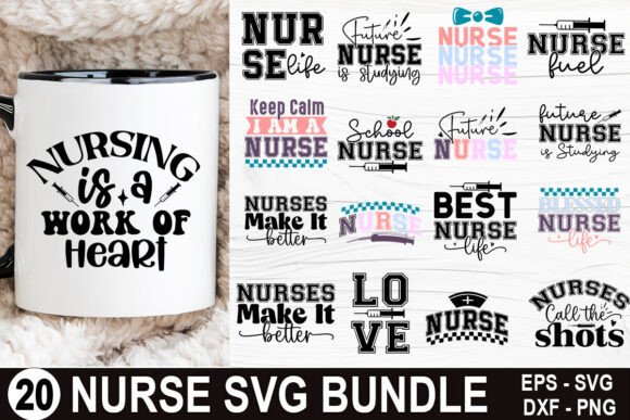 Nurse SVG T-Shirt Design Bundle for Graphics and Crafts