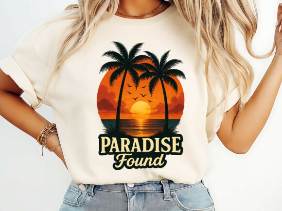 Paradise Found Sunset PNG – A Tropical Graphic Freebie for Design Projects