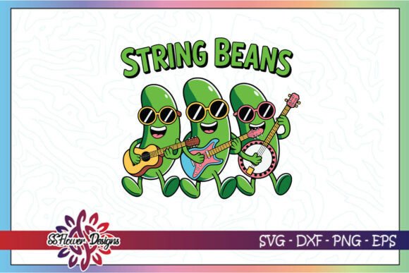String Beans Funny Vegetable Pun SVG for Crafts and Graphics