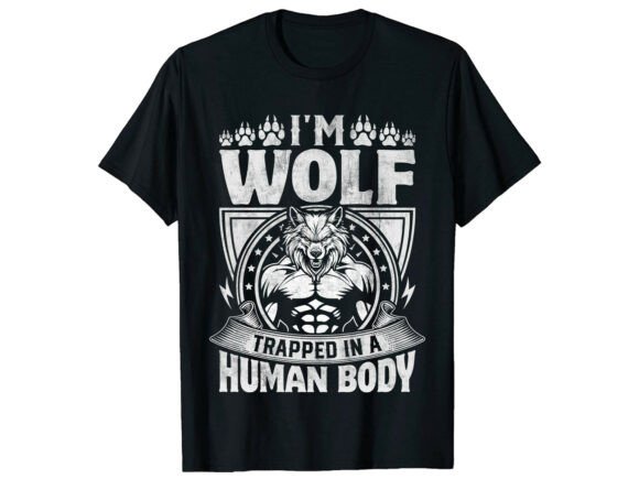 Wolf Trapped in Human Body Graphic T-Shirt Design